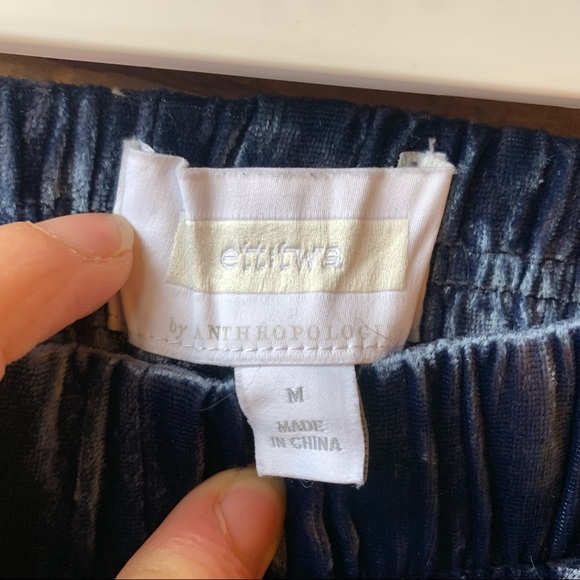 Anthropologie Ett:Twa Velvet Cropped jogger Pants l Blue Size: M high waist - Picture 5 of 8